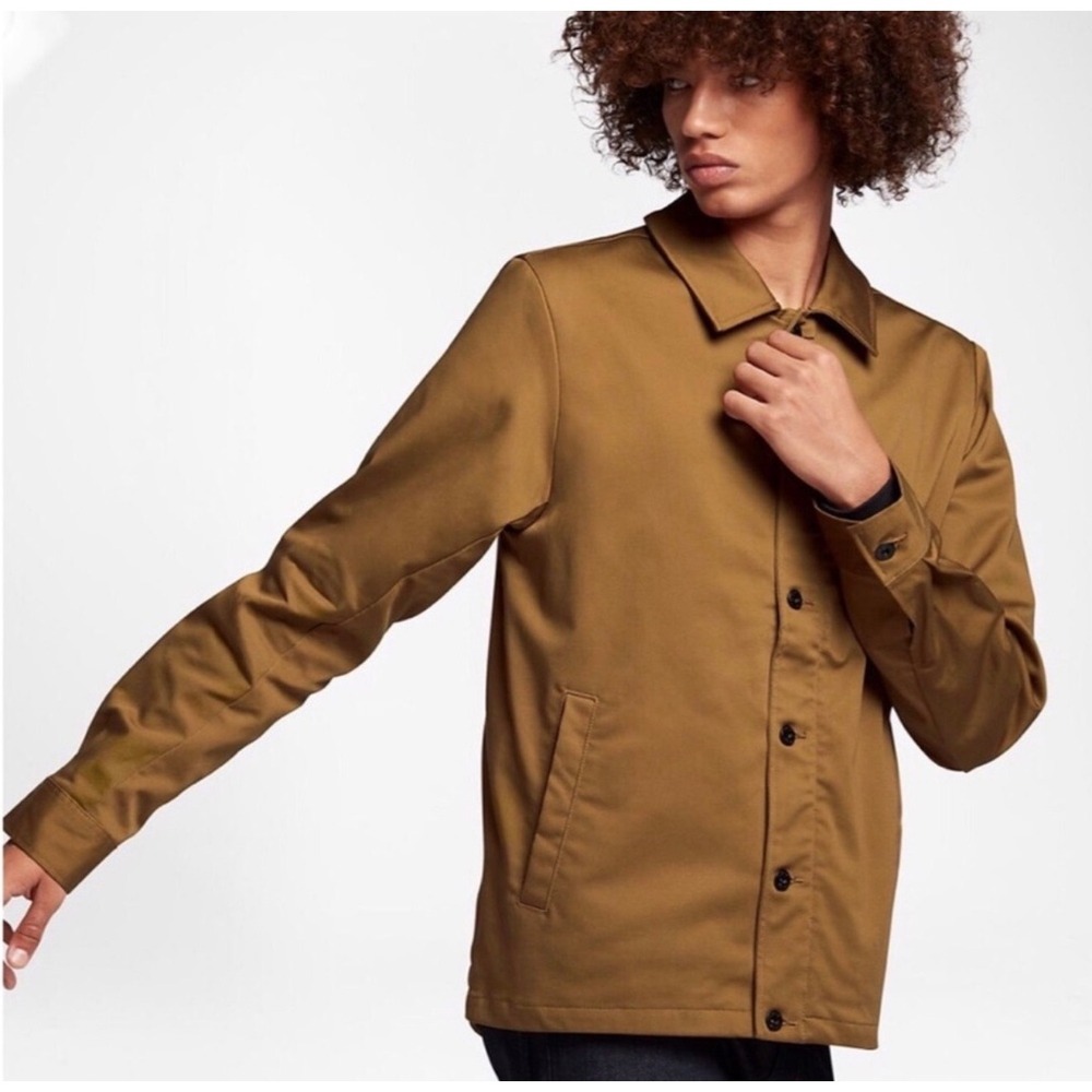 Nike SB Coaches Jacket Canvas XL Brown Streetwear Skate Utility Button Zip Front